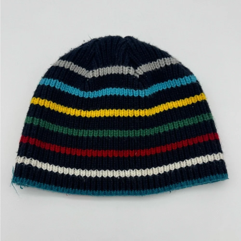 Vintage Abercrombie Kids Striped Beanie winter hat Moose logo boys one size